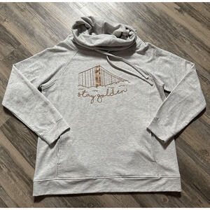 Heatlast Stay Golden Golden Gate Bridge San Francisco Cowl Neck Sweatshirt Large